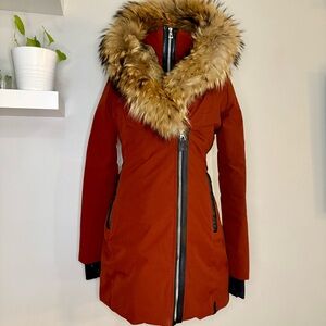 Women's Rudsak Fur-Trimmed Parka Coat - Rust